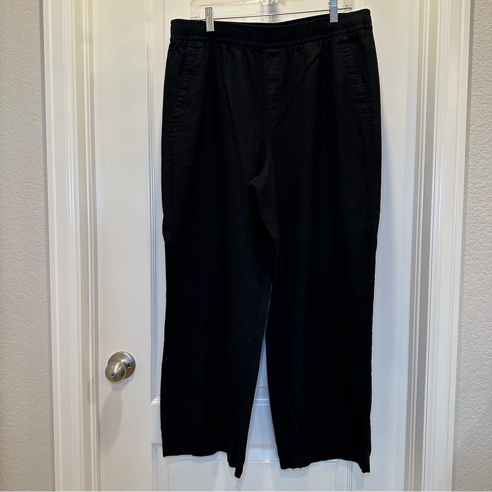 Old Navy Women's Black Linen Wide Leg Pants Size Large